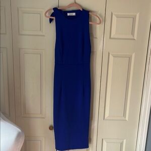 Royal Blue Ribbed Halter Midi Dress